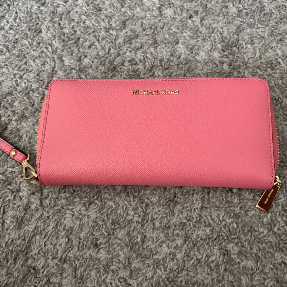 Michael Kors Vibrant Pink Zip-Around Wallet